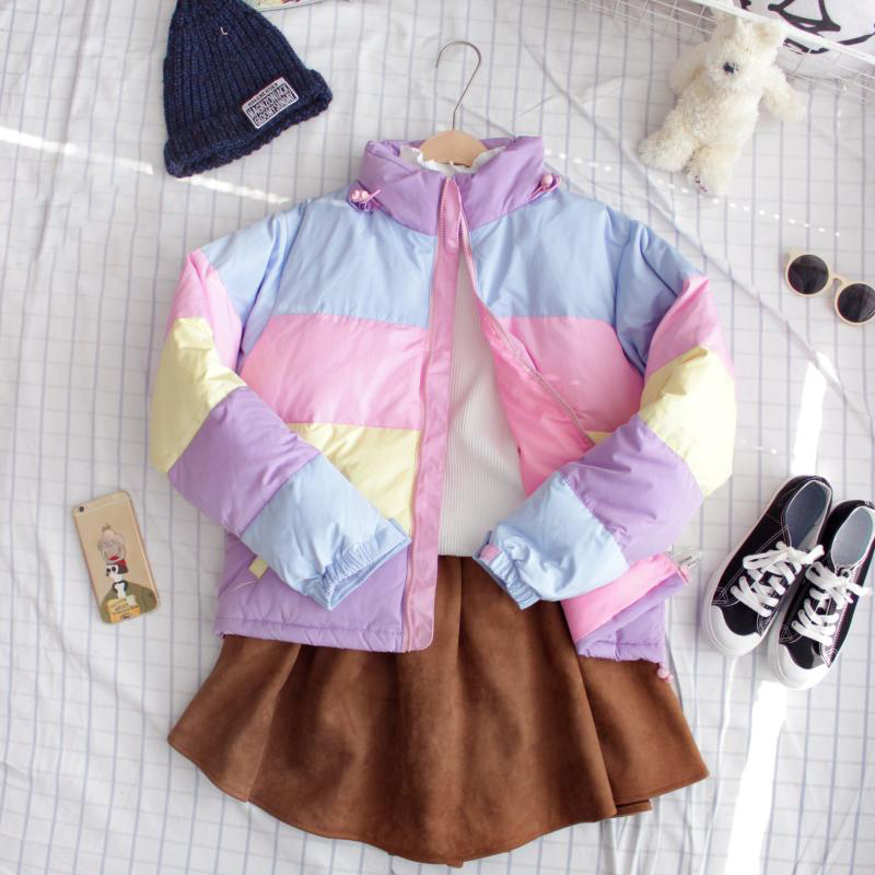 Pastel Colorblock Puffer Jacket (ML) on Storenvy