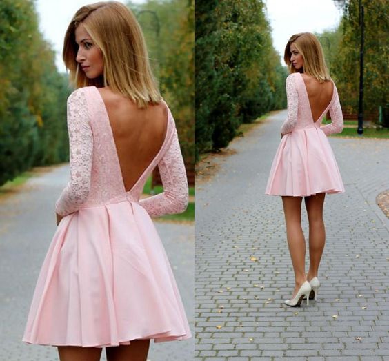 Lace Back Short Prom Dresses