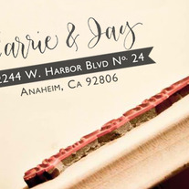 Custom Calligraphy Address Stamp -- Hand Calligraphy and Type -- ELLE Style with Banner
