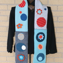 Blue & Gray recycled wool dotty scarf