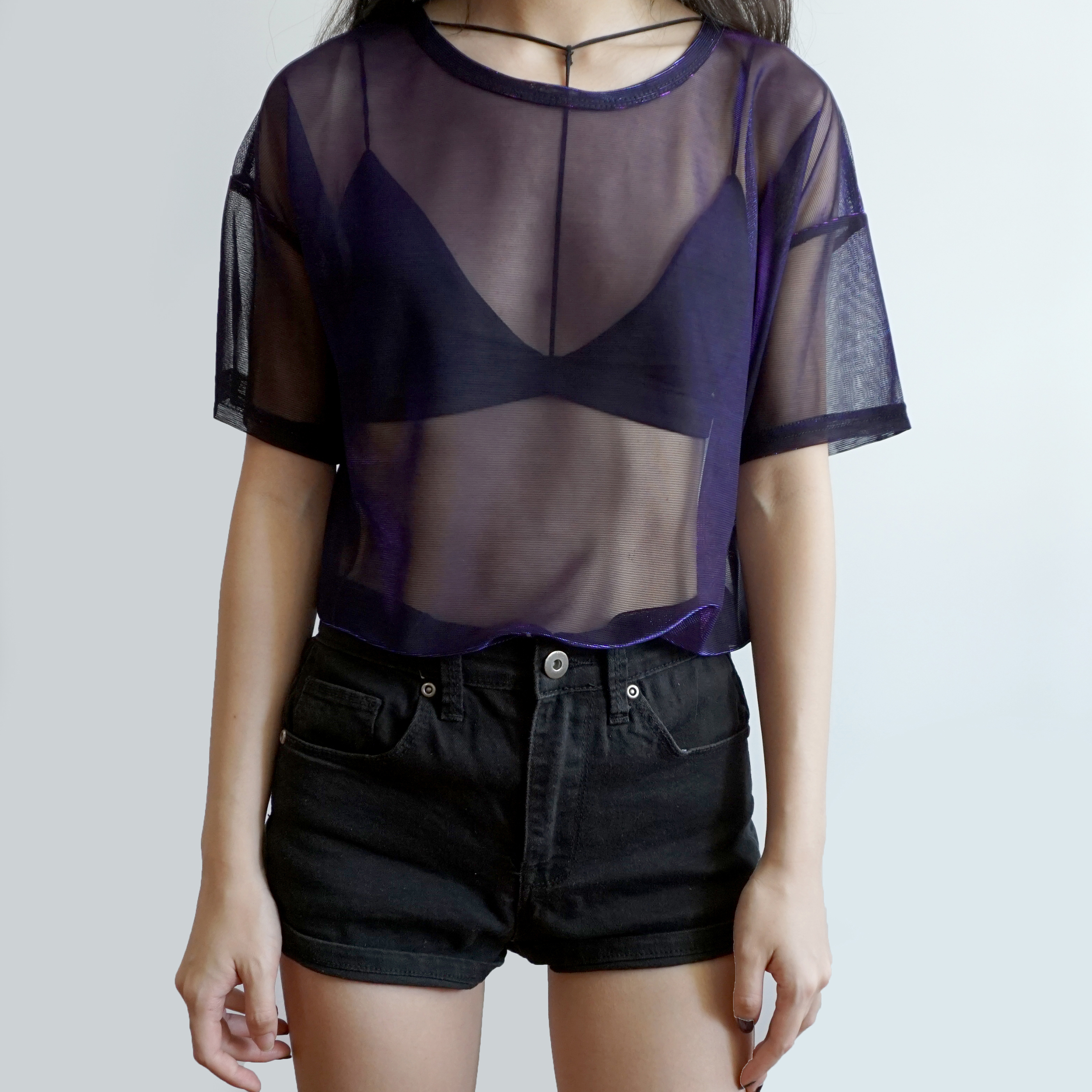 purple mesh t shirt