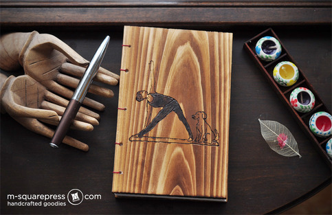 My Products / Letterpress Wooden handcrafted Yoga Art Sketch/Journal Book
