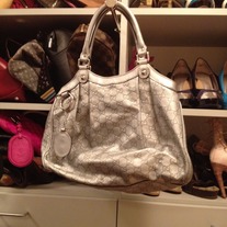 Gucci Silver Hobo Leather