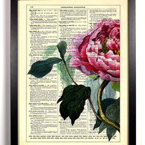Image of Big Half Rose, Vintage Dictionary Print, 8 x 10