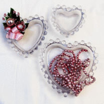 Imperial Glass, Candlewick Pattern, Nesting Heart Dishes, Set of 3