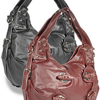 Side Gathered Decorative Fashion Handbag - Burgundy