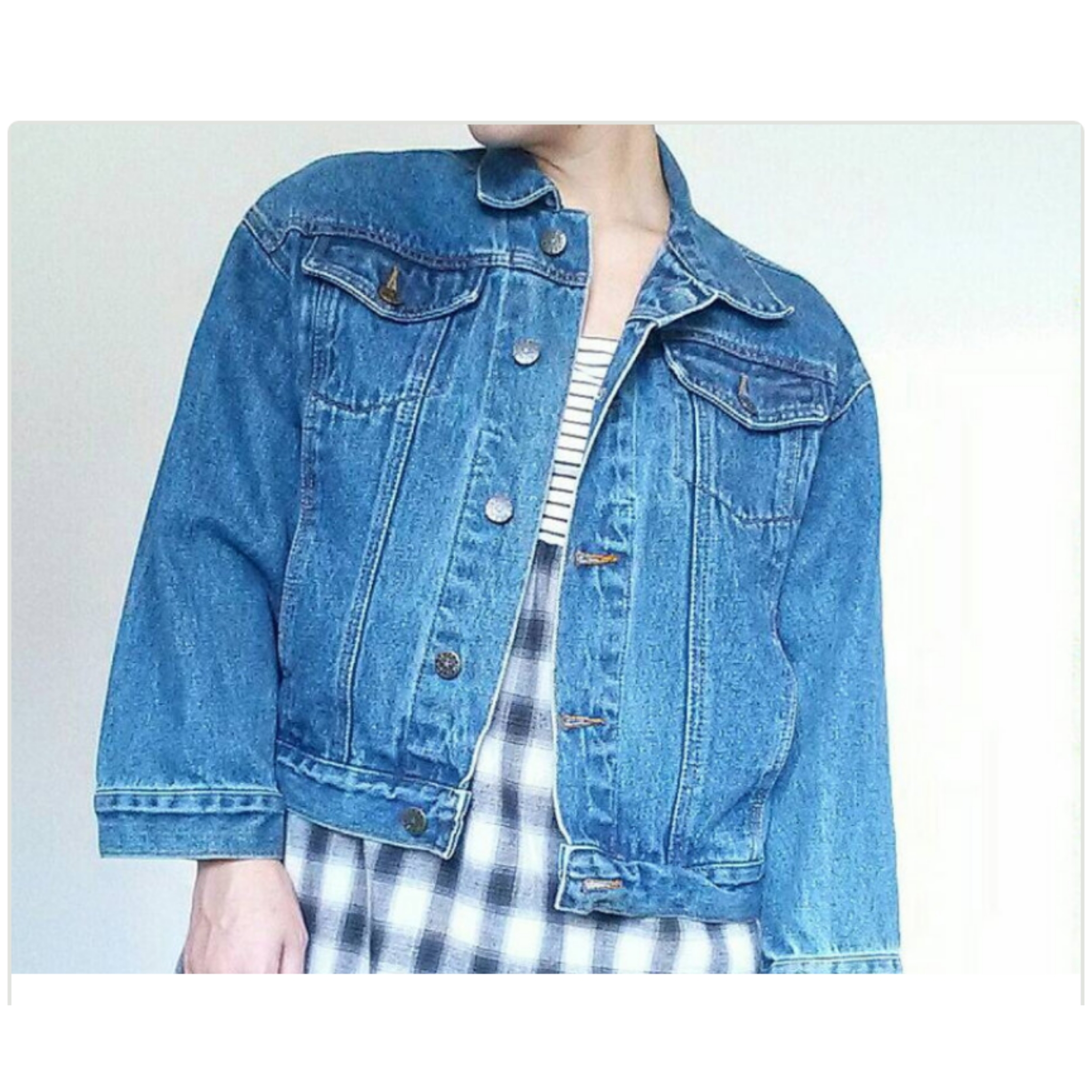 90's Denim Back Patch Jacket Vintage Floral Patchwork Denim Jacket
