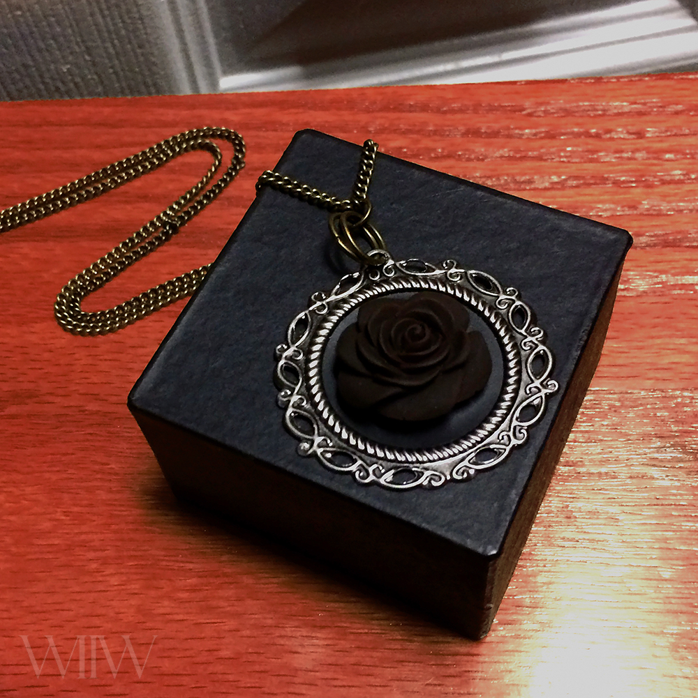 'It's Wednesday' Funeral Roses Cameo Necklace · Wickedland · Online