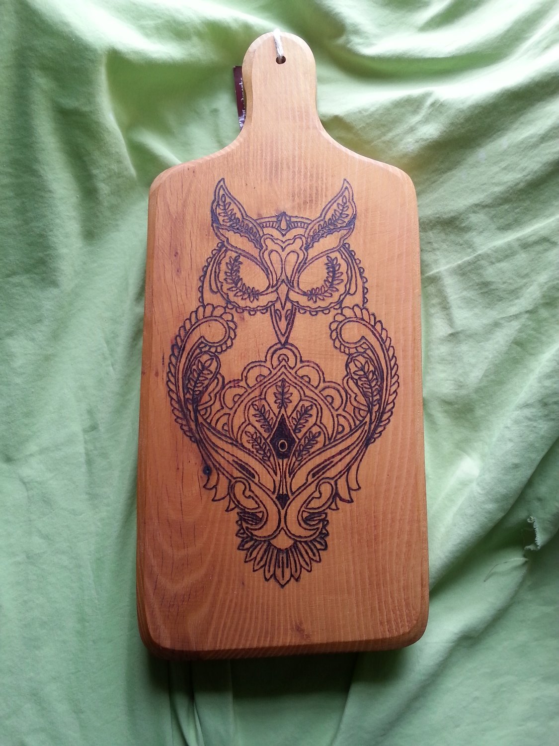 Osage Orange wood (Bodock) Cutting Board with Owl wood burning on Storenvy