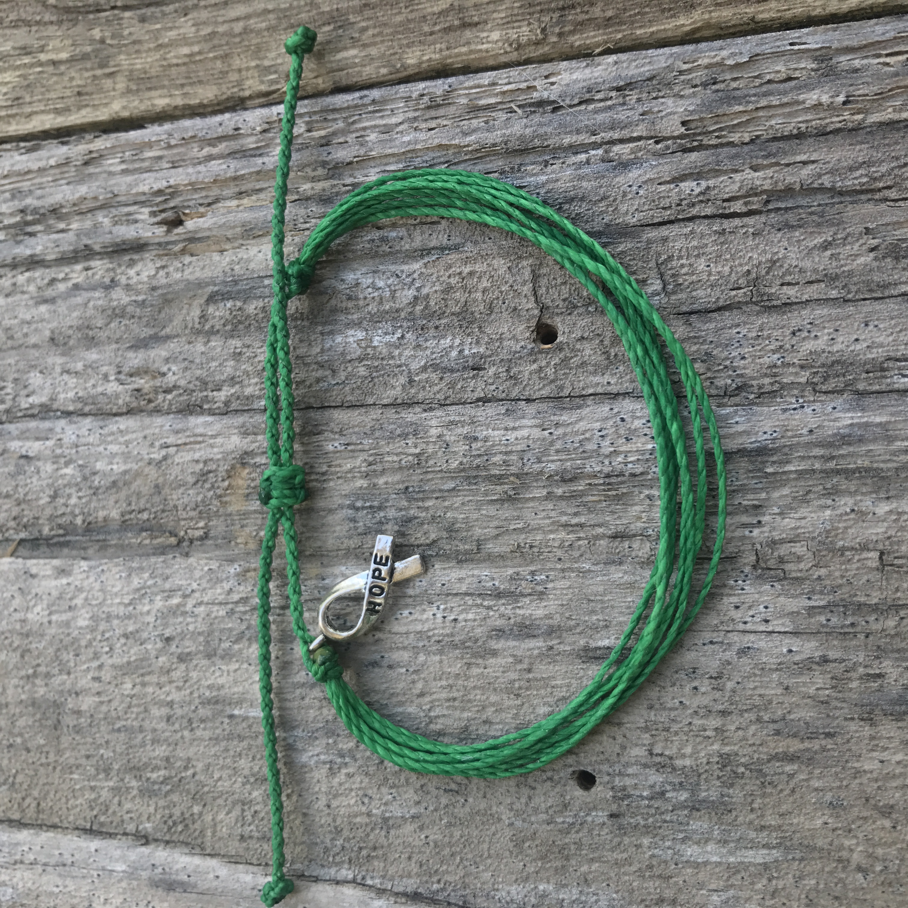 Mental Health Awareness Green String Bracelet (MH, Bipolar, Depression