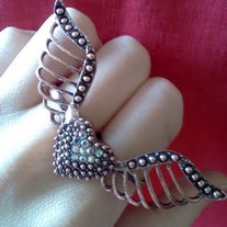 Silver Heart Double Ring