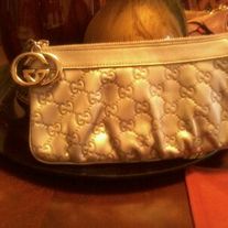 Gucci Britt Siver Leather Wristlet