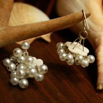 Palest Blue Pearl Cluster Bridal Dangle Earrings