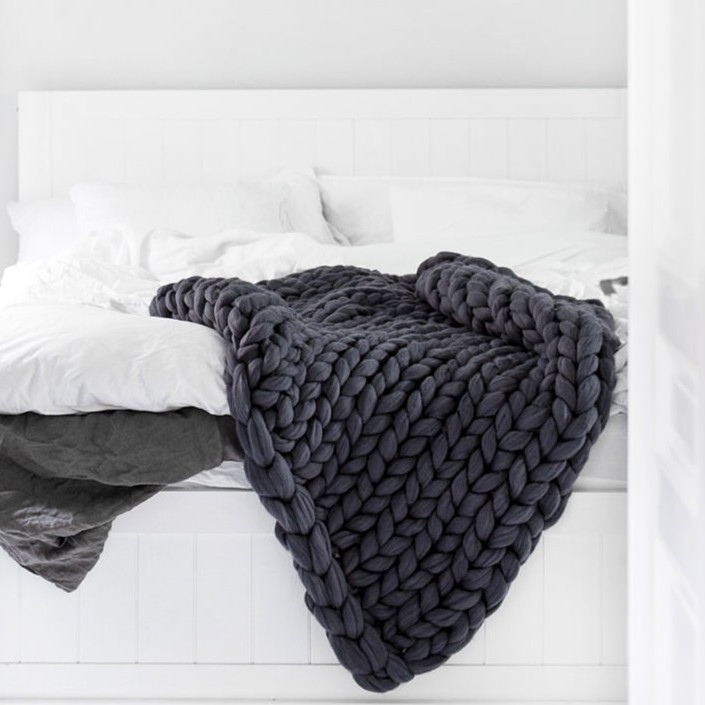 Chunky Giant Knit Wool Blanket on Storenvy