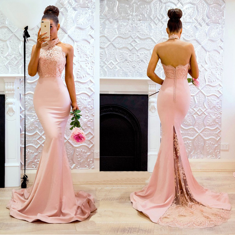 pink mermaid prom dress
