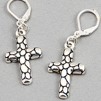 Silver Dotted Cross Earrings (ON SALE)