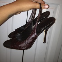 Gucci Brown Leather Sling Back US 9