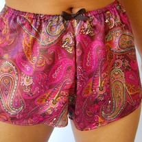 NEW Sexy Satin Shorts- Plum Paisley