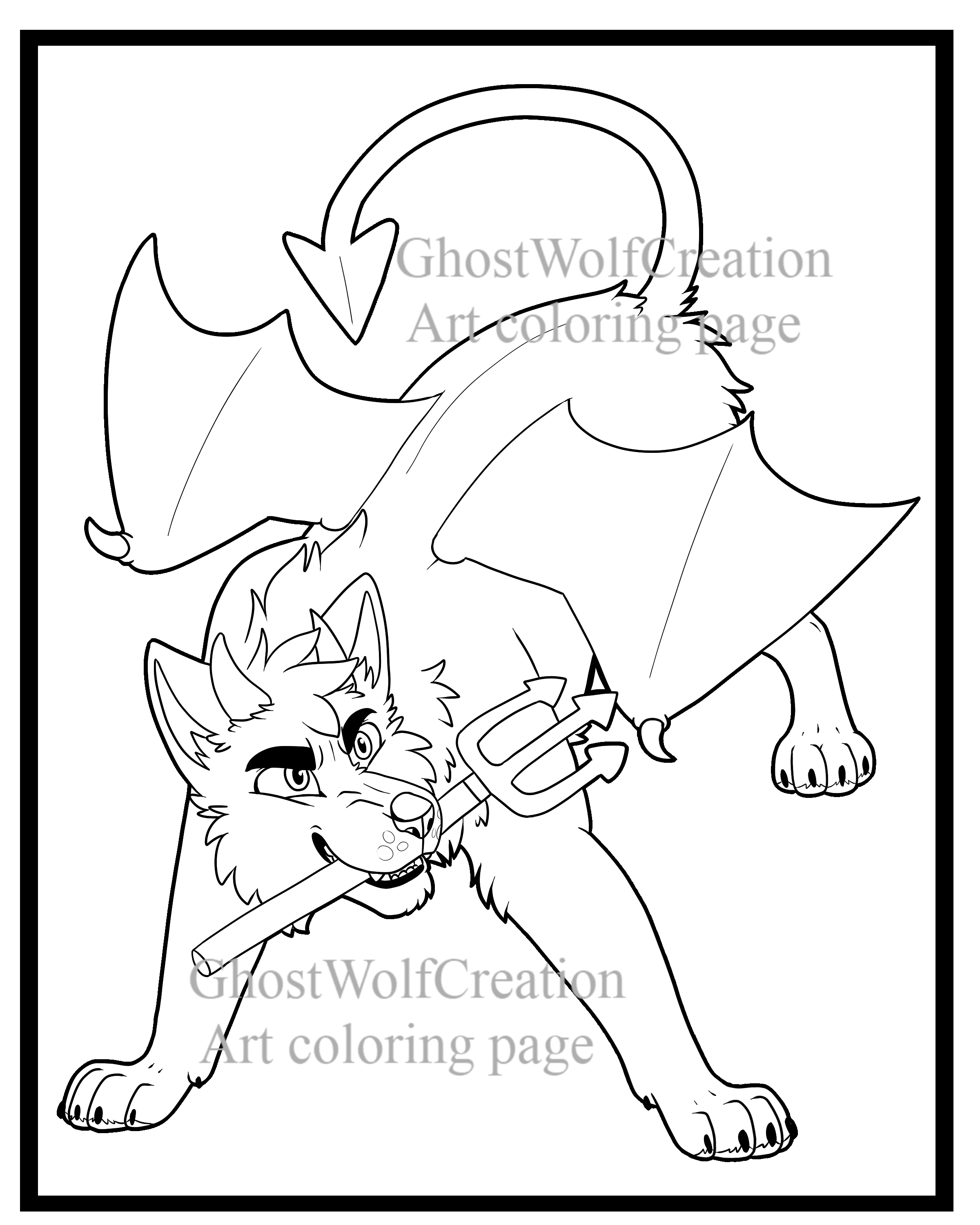 Coloring page - Devil dog on Storenvy