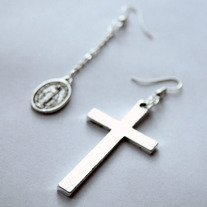 "Religion" Large Silver Cross Earrings