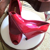 mui mui Pink Patent Leather wedge shoes