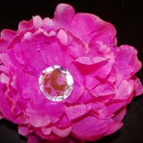 BIG Hair Clip Flower in Prurple Peony Gem Center Girls Womens Baby 
