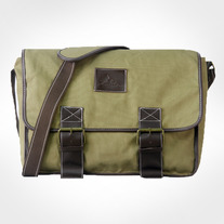 Classic Waxed Canvas Messenger Bag for Laptop-Khaki