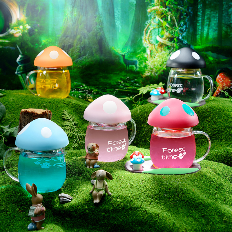 Mushroom glass cup creative trend tea cup cute cup · Dream castle