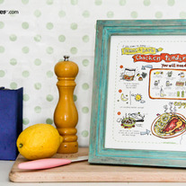 Small Bites Art - Lemon and Herb Chicken Tenders Illustrated Recipe, Kitchen Art, 8x10 Print For Kids