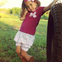 3 Pieces Amissa Purple Flower Set Headband, Top and Bloomer Shorts
