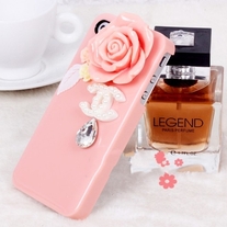 New Bling Crystal Pink Rose Logo Tear Drop Rhinestone Pink iPhone 4/4S Case