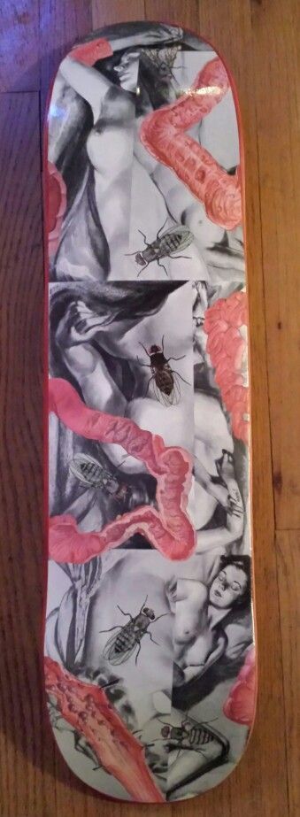 "the liberation of lady muck's clock" Original Skateboard Deck Artwork by Math.I