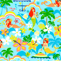 Fat Quarter-Sunning Mermaid in Blue/MY-10053 Blue