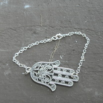 Big Silver Hamsa Bracelet