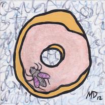 Pink Glitter Berry Frosted Donut - original art painting