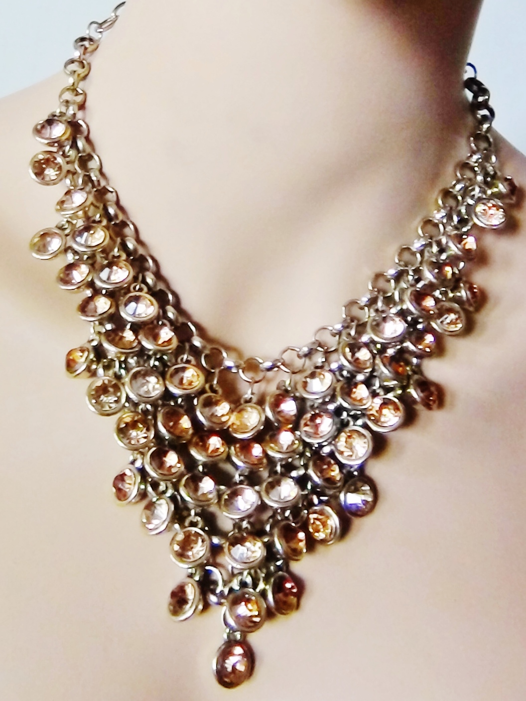 Stunning Chainmaille Style Crystal Layered Necklace on Storenvy