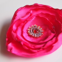 Pink silk flower clip