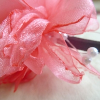 Coral Flower Headband with Pearl Sprays - Thumbnail 1