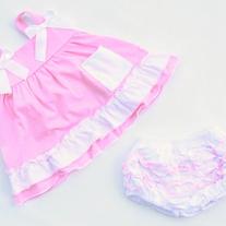 PINK & WHITE Butterfly Dress with Swing top and Ruffle Bloomers