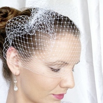White Birdcage Veil 9 inches - Thumbnail 3