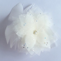 Ivory Flower Bridal Veil Fascinator with Swarovski Crystals and Marabou Feathers  - Thumbnail 3