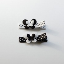 Mini butterfly clip, black/white