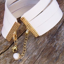 White Leather Adjustable Cuff Bracelet