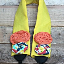Neon Yellow Rosettes Camera Strap Cover