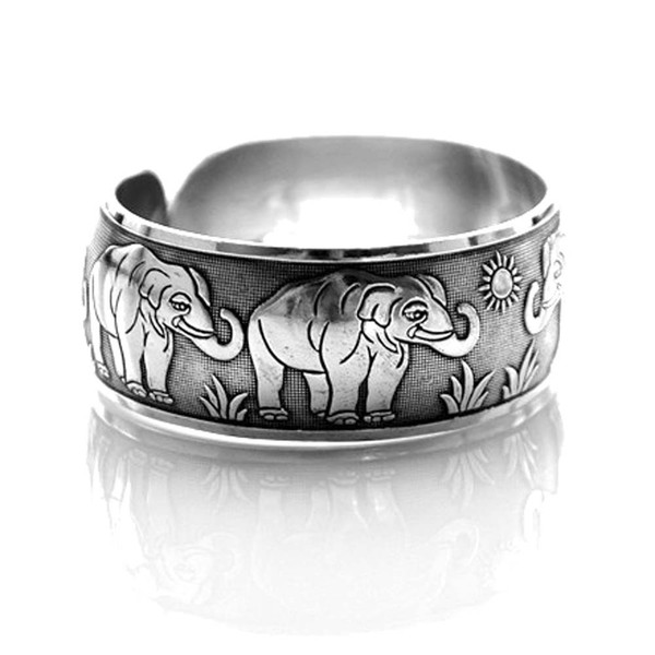 Elephant Parade Animal Themed Bangle Cuff Bracelet in Silver · DOTOLY