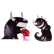 monster heart-oddfauna love's you 8.5x11 print