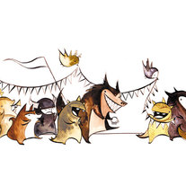oddfauna on parade-5.5x17 print