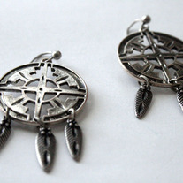 Large Antique Silver Dreamcatcher Earrings