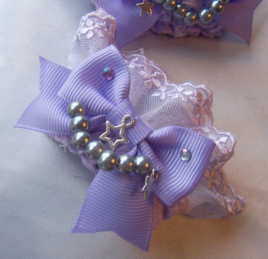 EVENING STAR Embroidered Lace Jewellery Wrist Cuffs Lilac on Storenvy