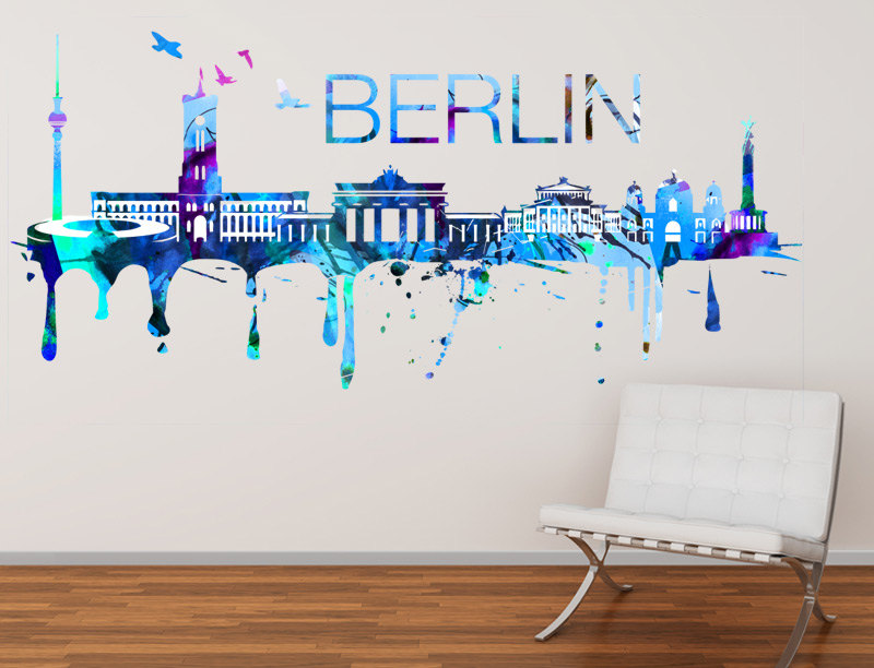 Berlin Skyline Watercolor City Art Print Decal Sold By Moonwallstickers Com On Storenvy